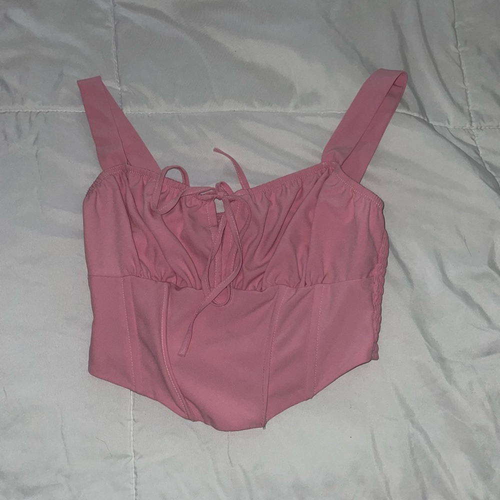 Kendall and Kylie pink “corset” top